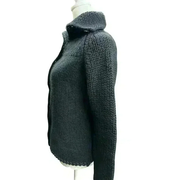 GAP Black Knit Cardigan Wool Blend Snap Closure Sweater Fit is A Size Small - Picture 4 of 16